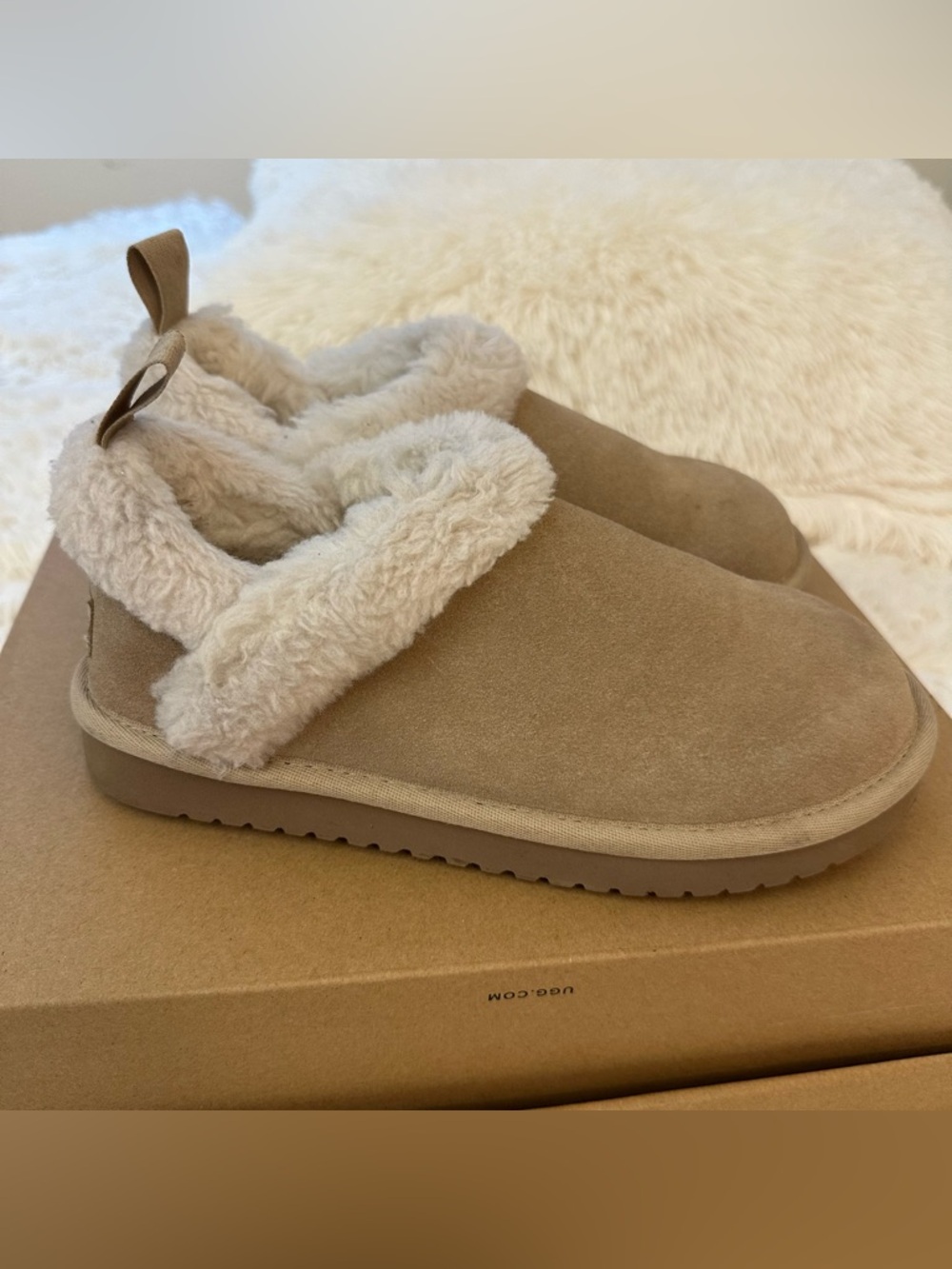 KOOLABURRA BY UGG Advay Sand Suede Shearling Lined Ankle Slippers Women’s Size 5